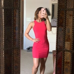 Pink open back mini dress